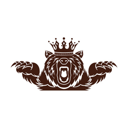 Wall Vinyl Sticker Decor Angry Grizzly Bear Forest Animal King Crown Multi Color Selection