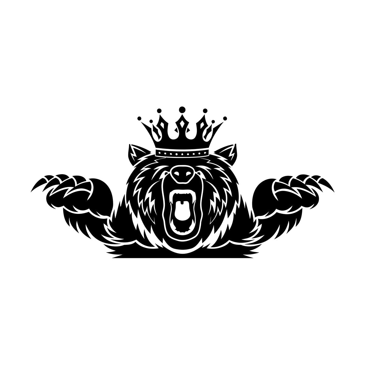 Wall Vinyl Sticker Decor Angry Grizzly Bear Forest Animal King Crown Multi Color Selection