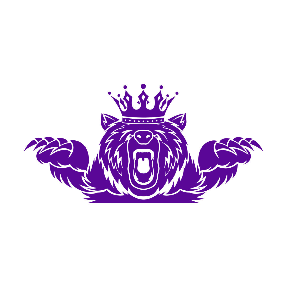 Wall Vinyl Sticker Decor Angry Grizzly Bear Forest Animal King Crown Multi Color Selection