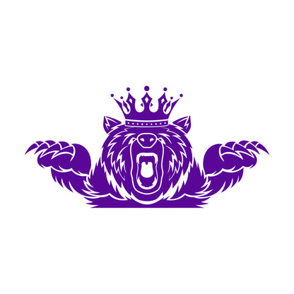 Wall Vinyl Sticker Decor Angry Grizzly Bear Forest Animal King Crown Multi Color Selection