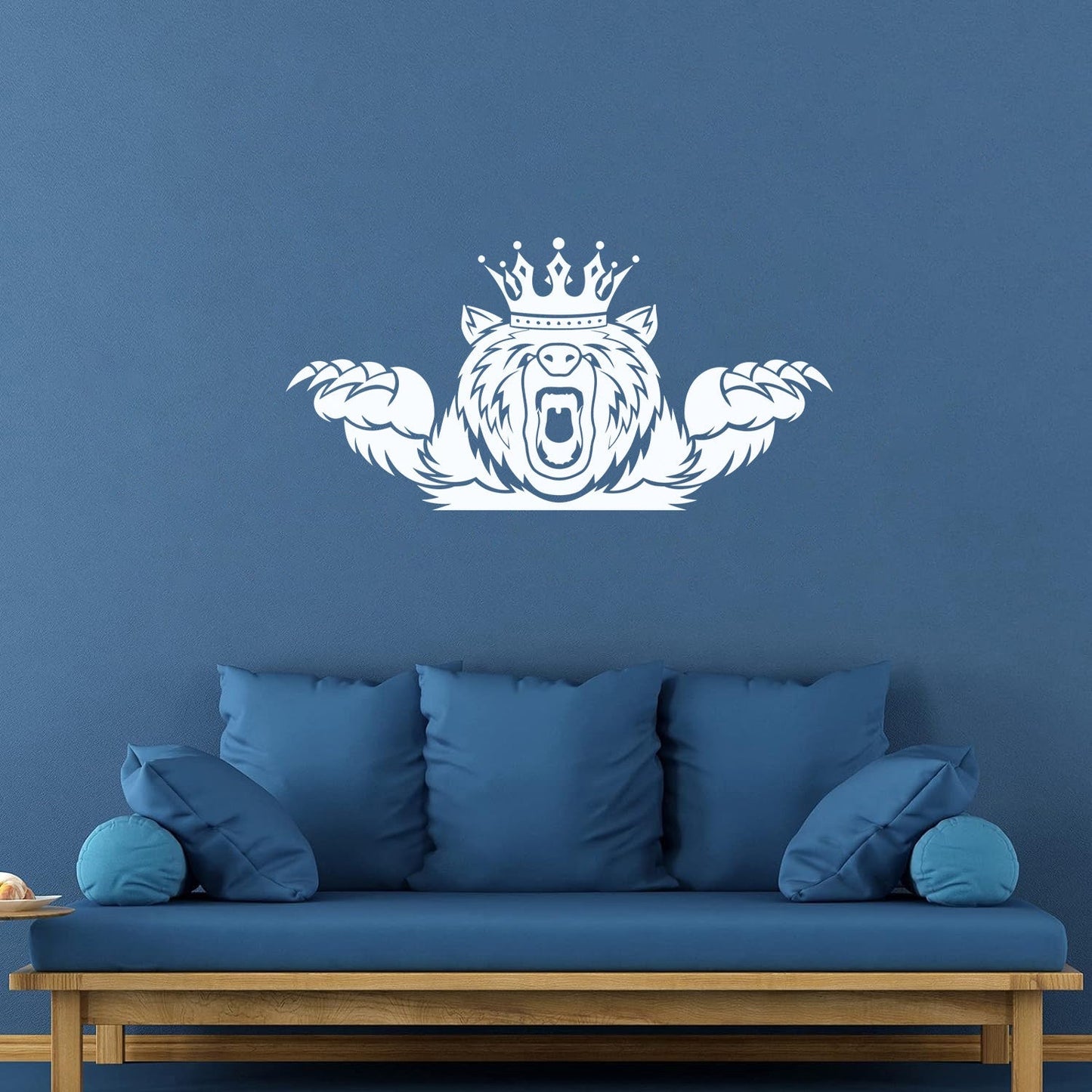 Wall Vinyl Sticker Decor Angry Grizzly Bear Forest Animal King Crown Multi Color Selection