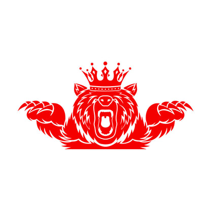 Wall Vinyl Sticker Decor Angry Grizzly Bear Forest Animal King Crown Multi Color Selection