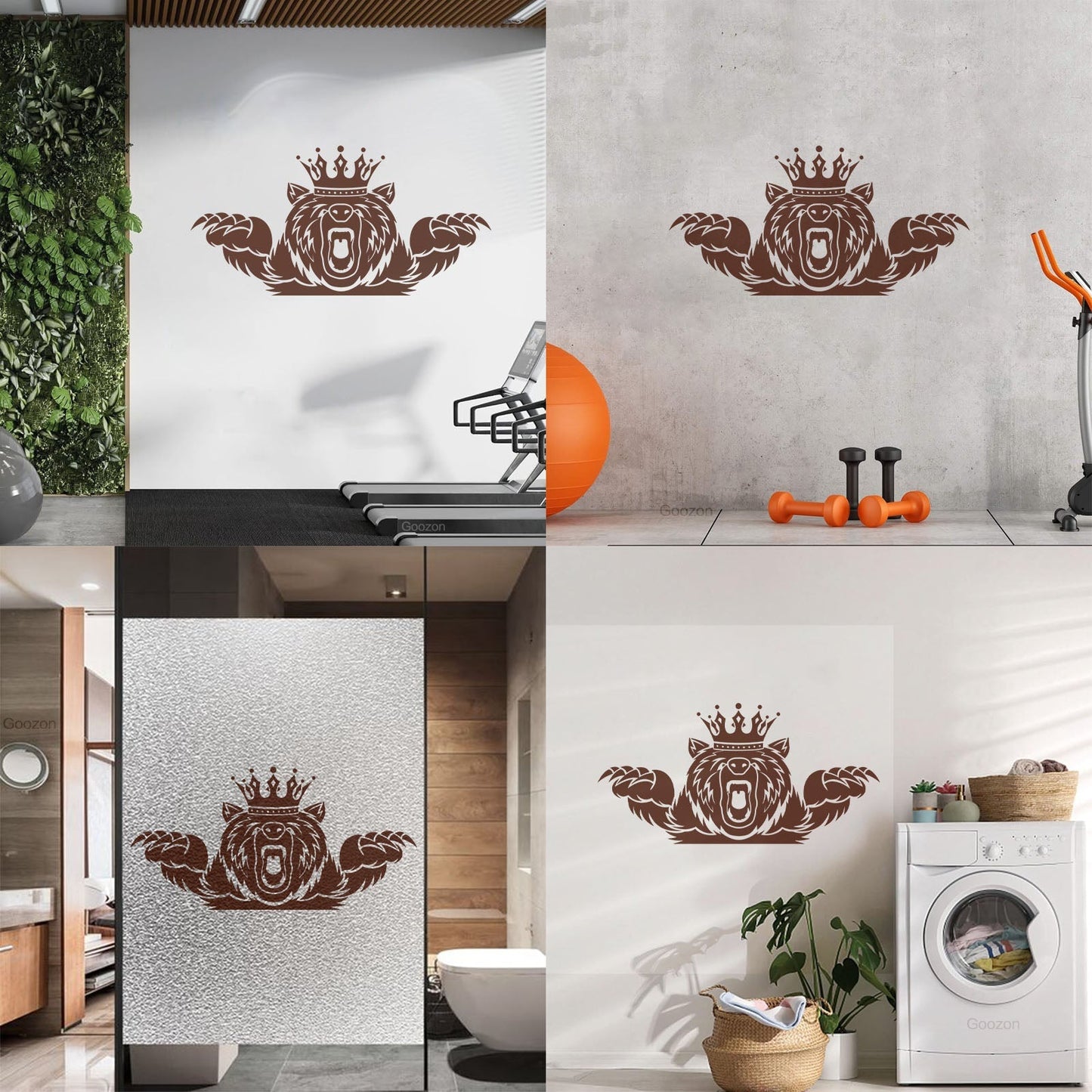 Wall Vinyl Sticker Decor Angry Grizzly Bear Forest Animal King Crown Multi Color Selection