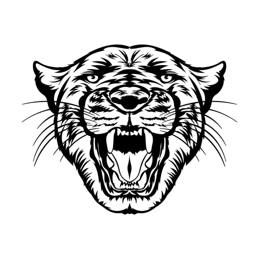 Vinyl Art Sticker Angry Wild Animal Head Big Cat Tribal Multiple Size Options