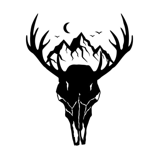 Wall Decals Paster Paper Animal Deer Head Mountain Moon Hunting Horns Art Decoration