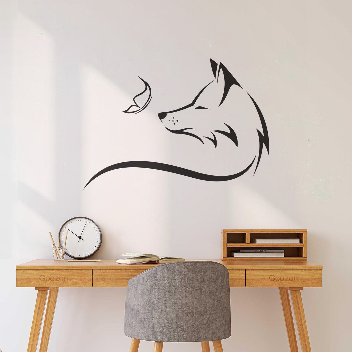 Engraving Decals Animal Fox Sly Head Predator Butterfly Glass Stickers