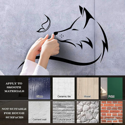 Engraving Decals Animal Fox Sly Head Predator Butterfly Glass Stickers