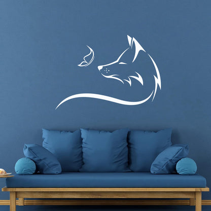 Engraving Decals Animal Fox Sly Head Predator Butterfly Glass Stickers