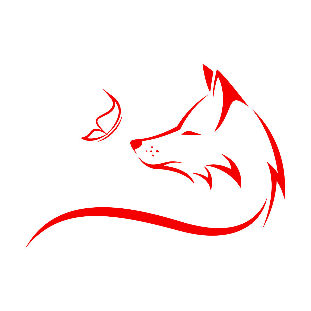 Engraving Decals Animal Fox Sly Head Predator Butterfly Glass Stickers