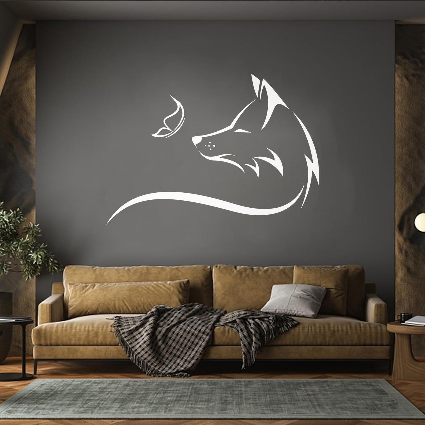 Engraving Decals Animal Fox Sly Head Predator Butterfly Glass Stickers