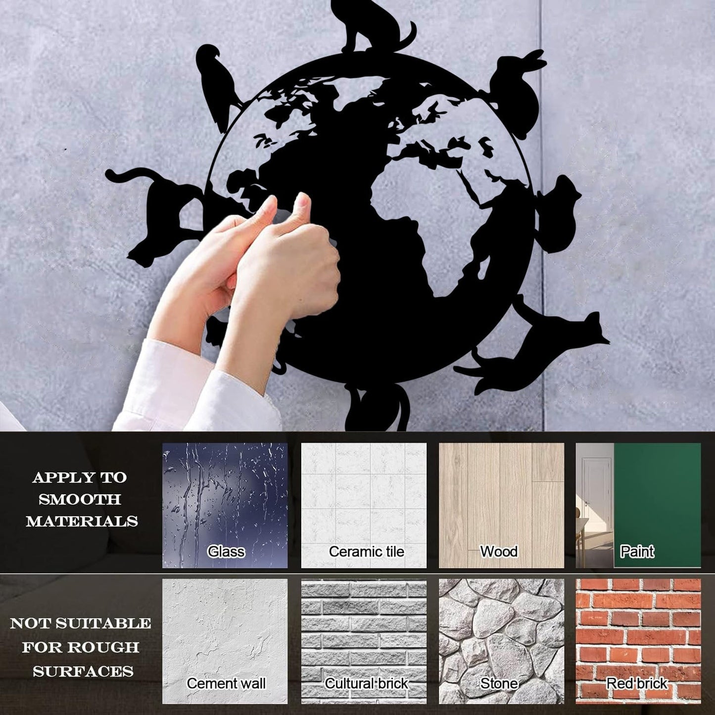 Wall Vinyl Sticker Decor Animals Around Planet Earth World Veterinary Pets Glass Stickers