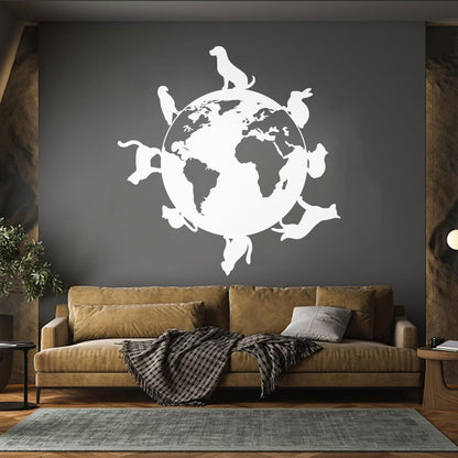 Wall Vinyl Sticker Decor Animals Around Planet Earth World Veterinary Pets Glass Stickers