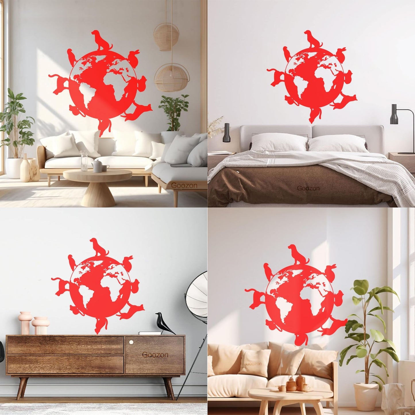 Wall Vinyl Sticker Decor Animals Around Planet Earth World Veterinary Pets Glass Stickers