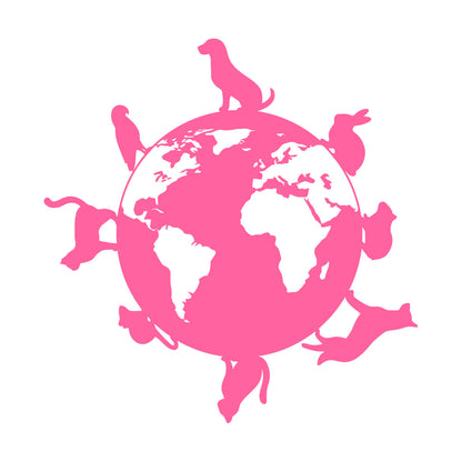 Wall Vinyl Sticker Decor Animals Around Planet Earth World Veterinary Pets Glass Stickers