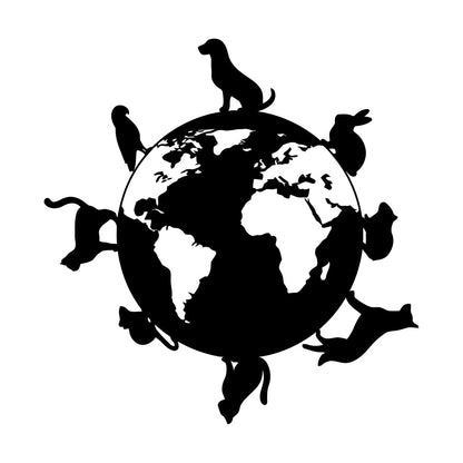 Wall Vinyl Sticker Decor Animals Around Planet Earth World Veterinary Pets Glass Stickers