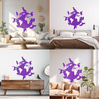 Wall Vinyl Sticker Decor Animals Around Planet Earth World Veterinary Pets Glass Stickers
