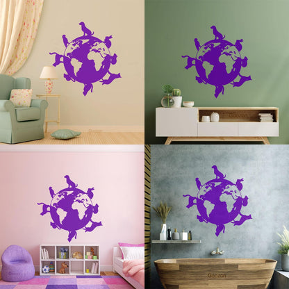 Wall Vinyl Sticker Decor Animals Around Planet Earth World Veterinary Pets Glass Stickers