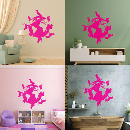 Wall Vinyl Sticker Decor Animals Around Planet Earth World Veterinary Pets Glass Stickers
