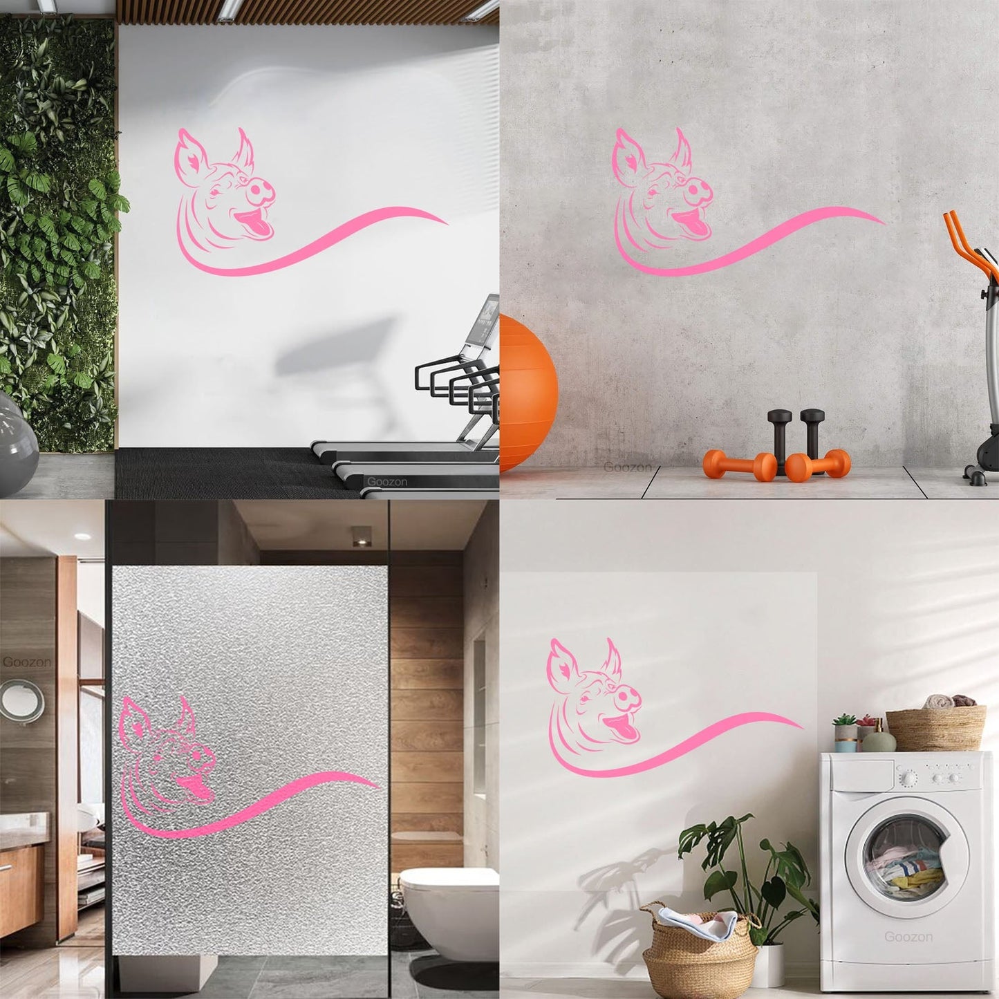 Lettering Decals Animals Farm Silhouette Head Cute Piglet Multi Color Selection