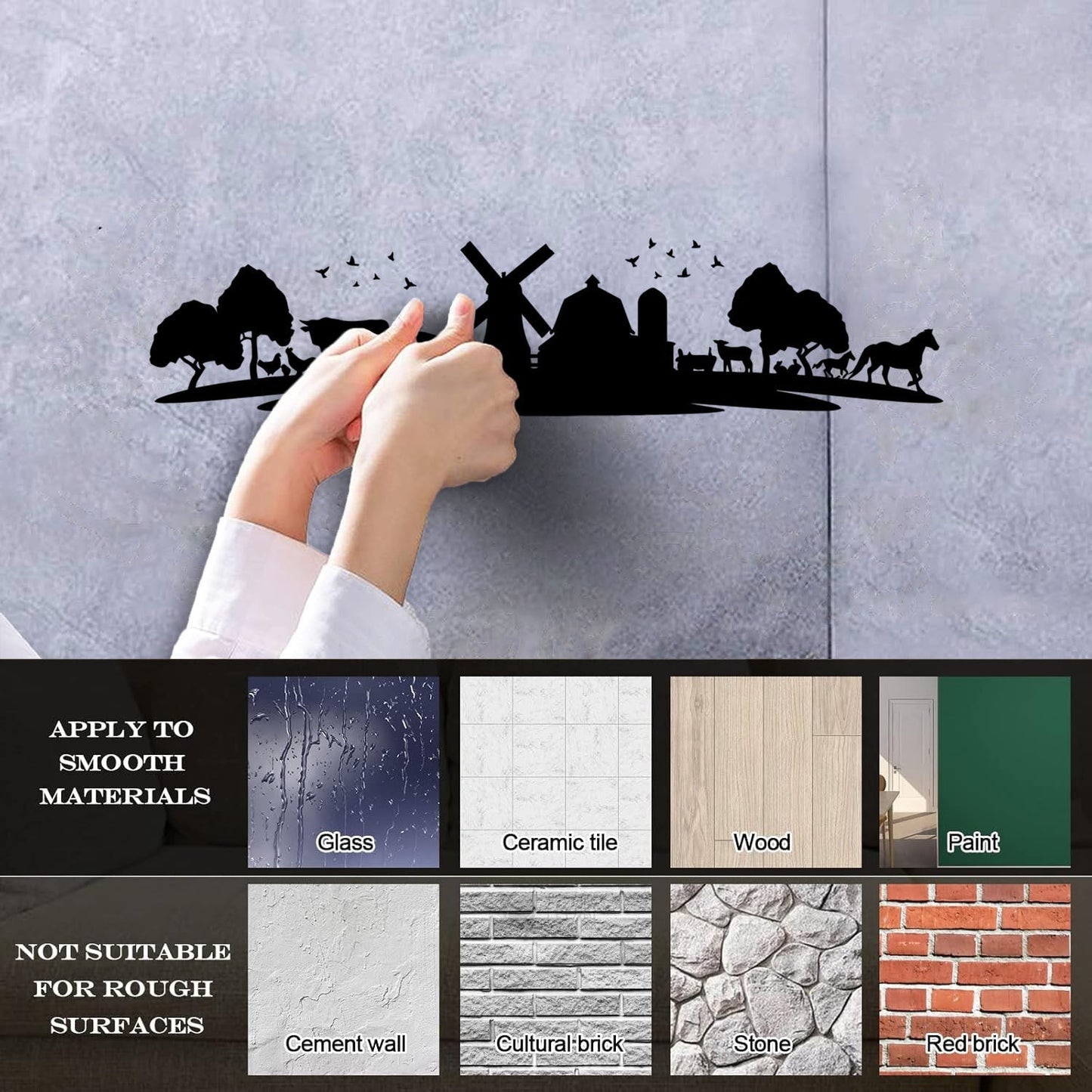 Wall Decals Pvc Animals Farm Village Rural Landscape Livestock Equipped With Transfer Film Kit
