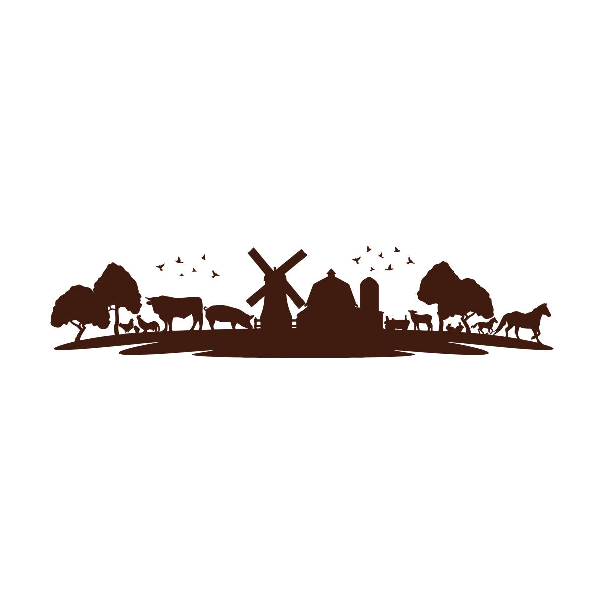 Wall Decals Pvc Animals Farm Village Rural Landscape Livestock Equipped With Transfer Film Kit