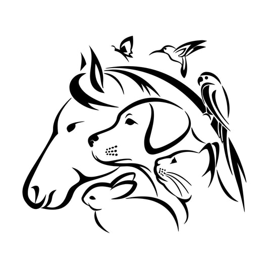 Lettering Stickers Animals Horse Dog Cat Rabbit Parrot Nursery Easy Installation