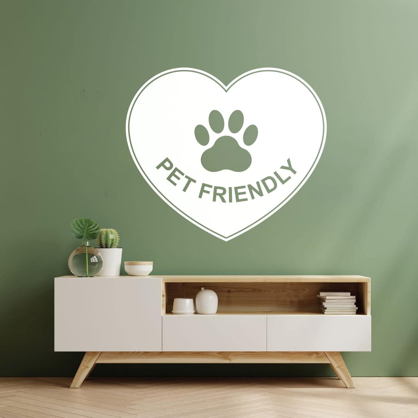 Vinyl Wall Decals Pet Friendly Animals Love Heart Paw Print It Won'T Fall Off