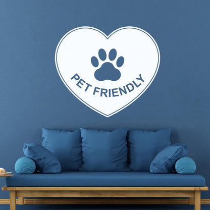 Vinyl Wall Decals Pet Friendly Animals Love Heart Paw Print It Won'T Fall Off