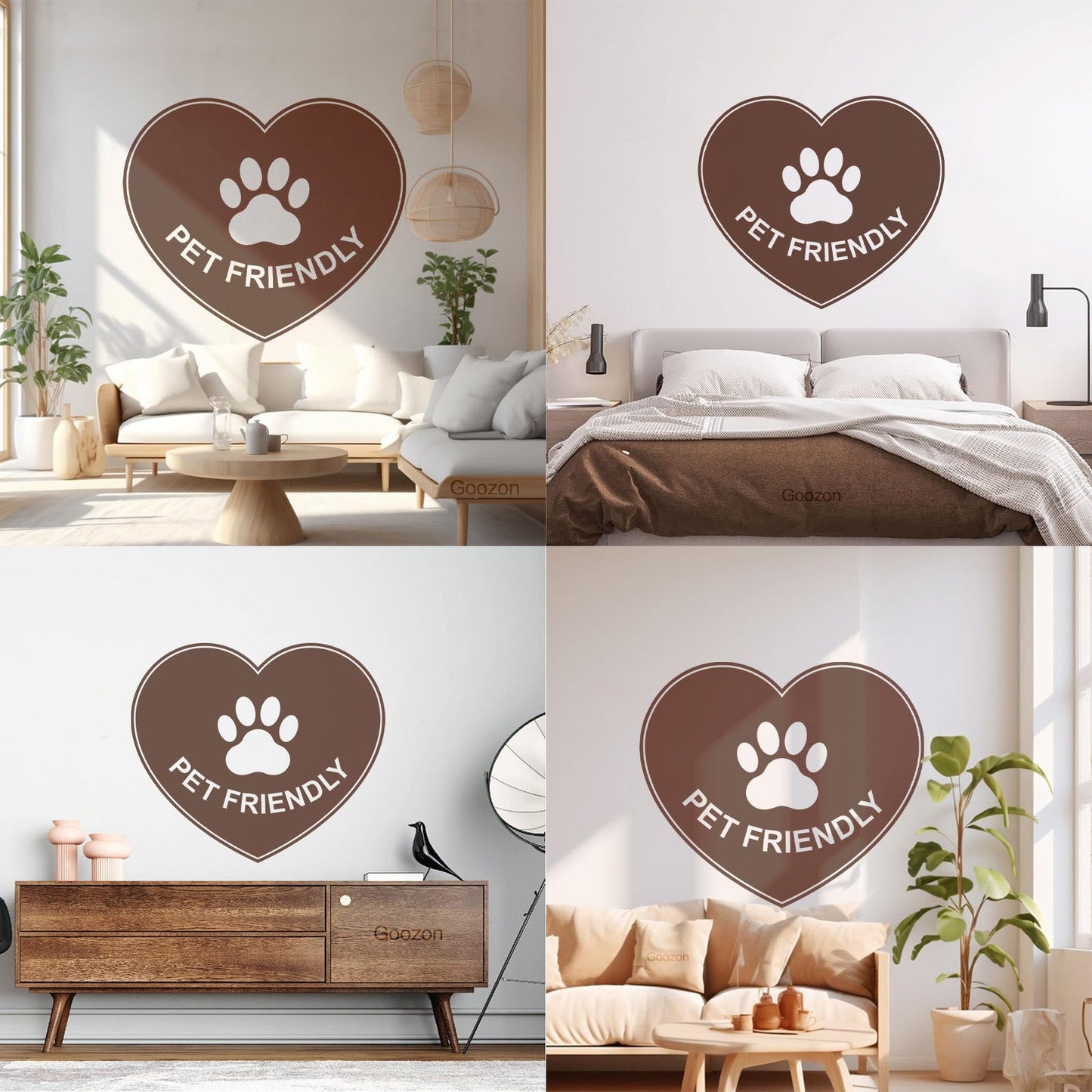 Vinyl Wall Decals Pet Friendly Animals Love Heart Paw Print It Won'T Fall Off