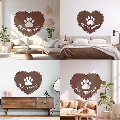 Vinyl Wall Decals Pet Friendly Animals Love Heart Paw Print It Won'T Fall Off