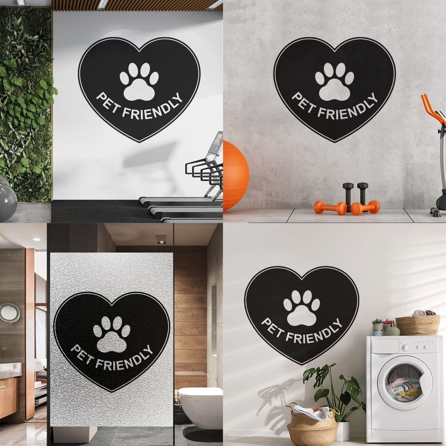Vinyl Wall Decals Pet Friendly Animals Love Heart Paw Print It Won'T Fall Off