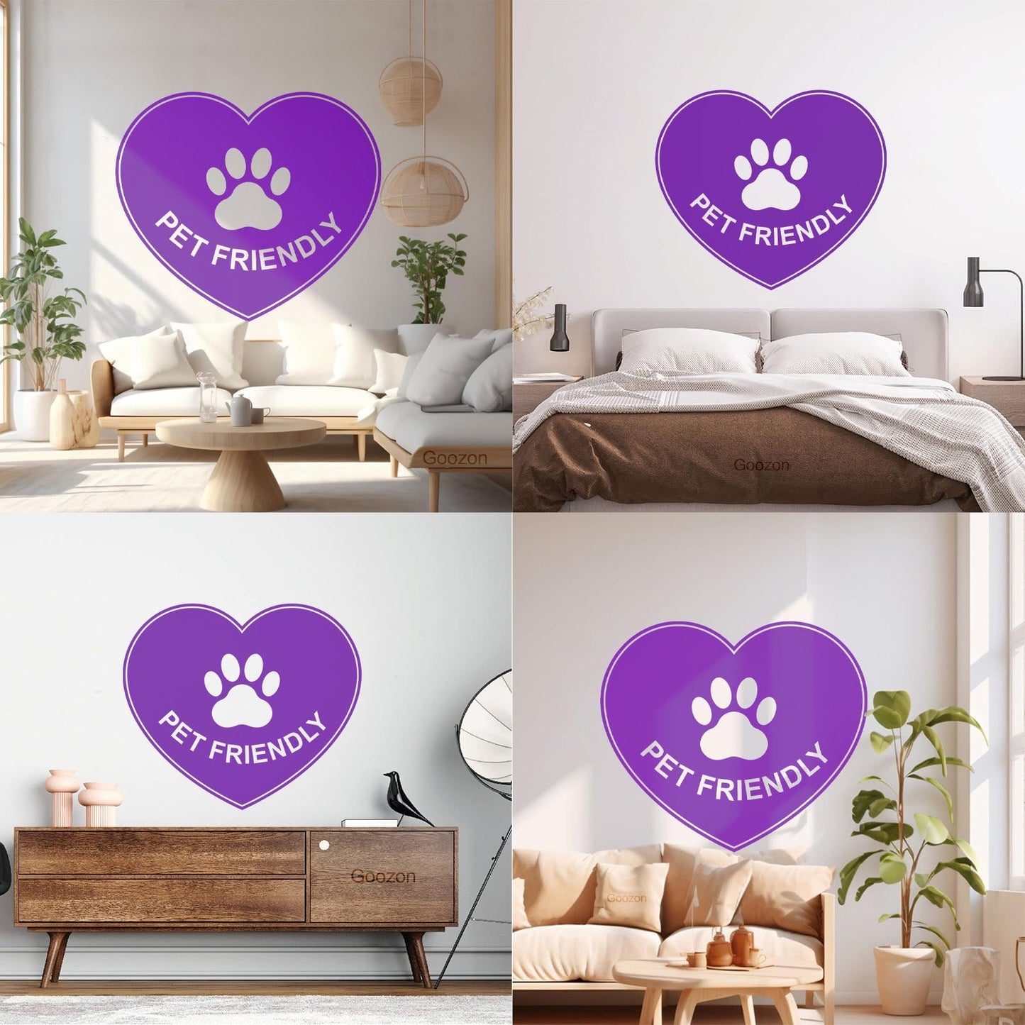 Vinyl Wall Decals Pet Friendly Animals Love Heart Paw Print It Won'T Fall Off