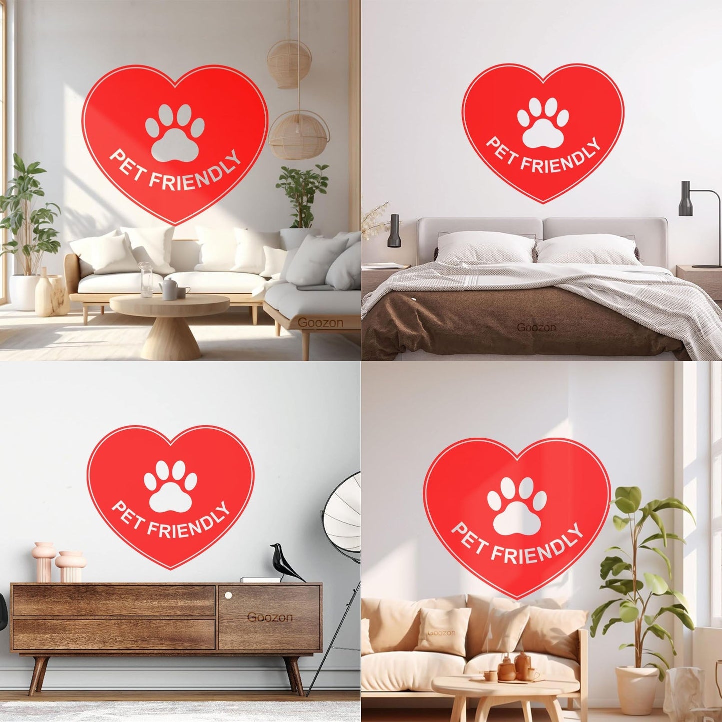 Vinyl Wall Decals Pet Friendly Animals Love Heart Paw Print It Won'T Fall Off