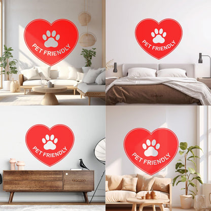 Vinyl Wall Decals Pet Friendly Animals Love Heart Paw Print It Won'T Fall Off