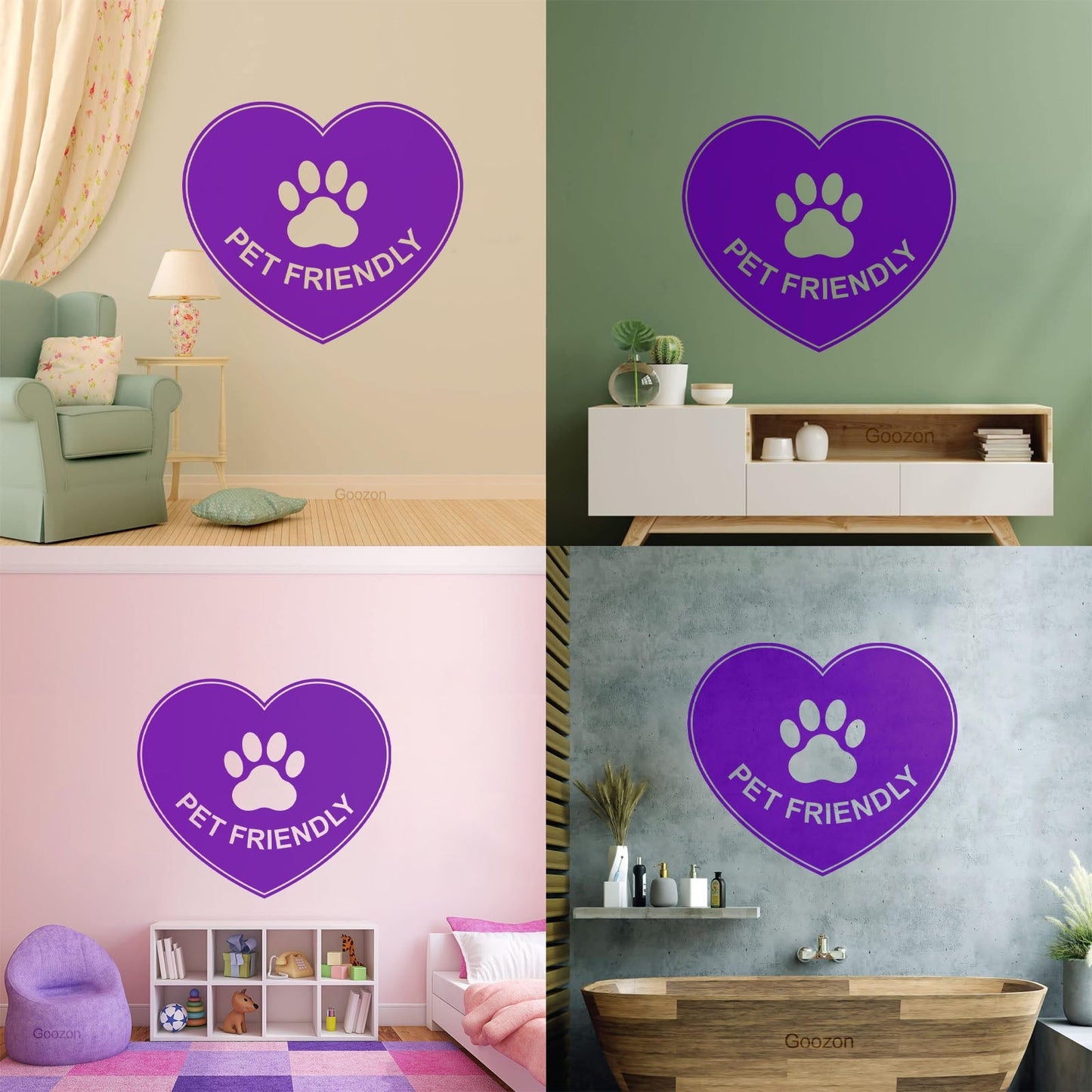 Vinyl Wall Decals Pet Friendly Animals Love Heart Paw Print It Won'T Fall Off