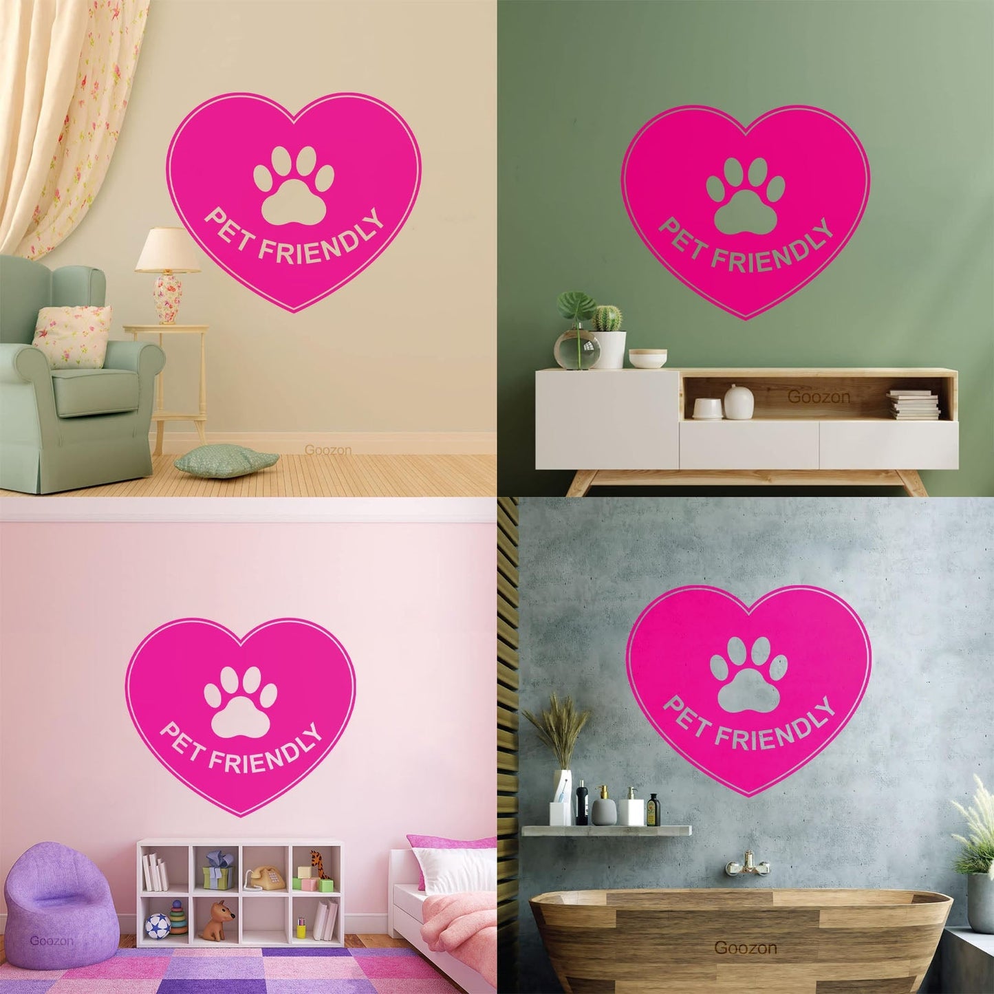 Vinyl Wall Decals Pet Friendly Animals Love Heart Paw Print It Won'T Fall Off