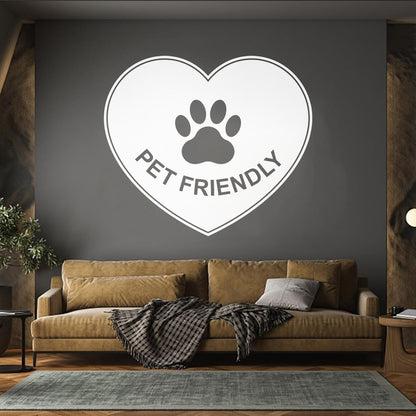 Vinyl Wall Decals Pet Friendly Animals Love Heart Paw Print It Won'T Fall Off