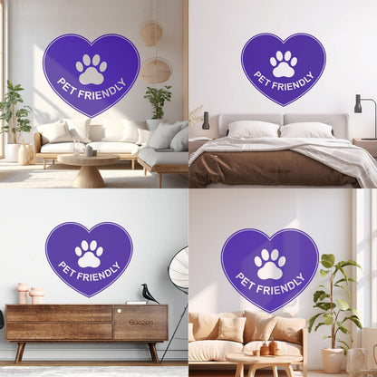 Vinyl Wall Decals Pet Friendly Animals Love Heart Paw Print It Won'T Fall Off