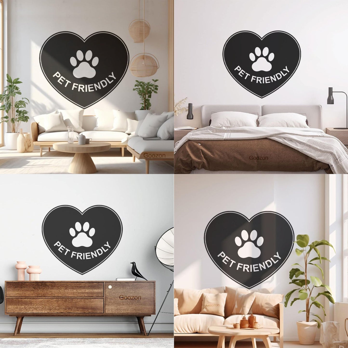 Vinyl Wall Decals Pet Friendly Animals Love Heart Paw Print It Won'T Fall Off