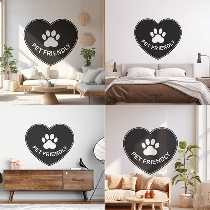 Vinyl Wall Decals Pet Friendly Animals Love Heart Paw Print It Won'T Fall Off