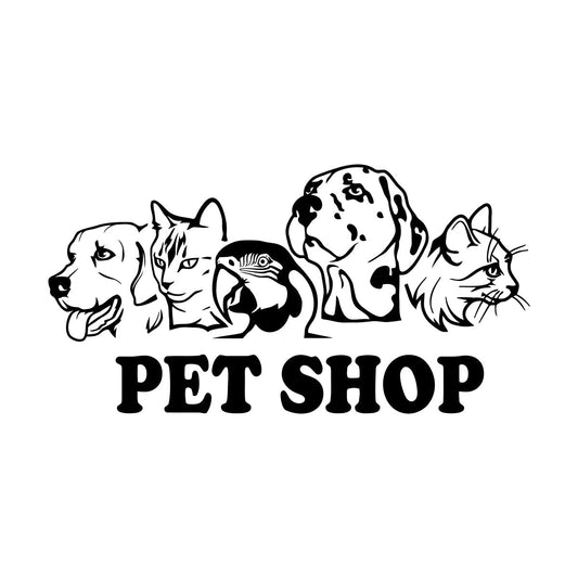 Mural And Wall Vinyl Decal Animals Pet Shop Logotype Dog Cat Parrot Can Modify And Add Information