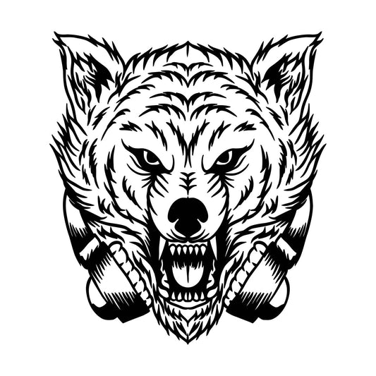 Wall Stickers Animal Zoo Tribal Wolf Head Headphones Window Decals