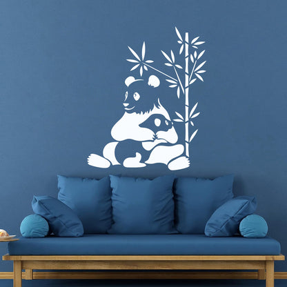 Lettering Stickers Asian Chinese Panda Bears Family Animals Do Not Damage The Wall Surface