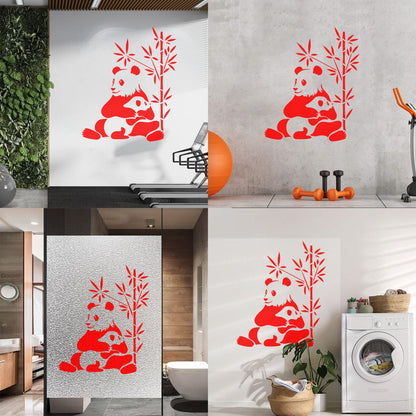 Lettering Stickers Asian Chinese Panda Bears Family Animals Do Not Damage The Wall Surface