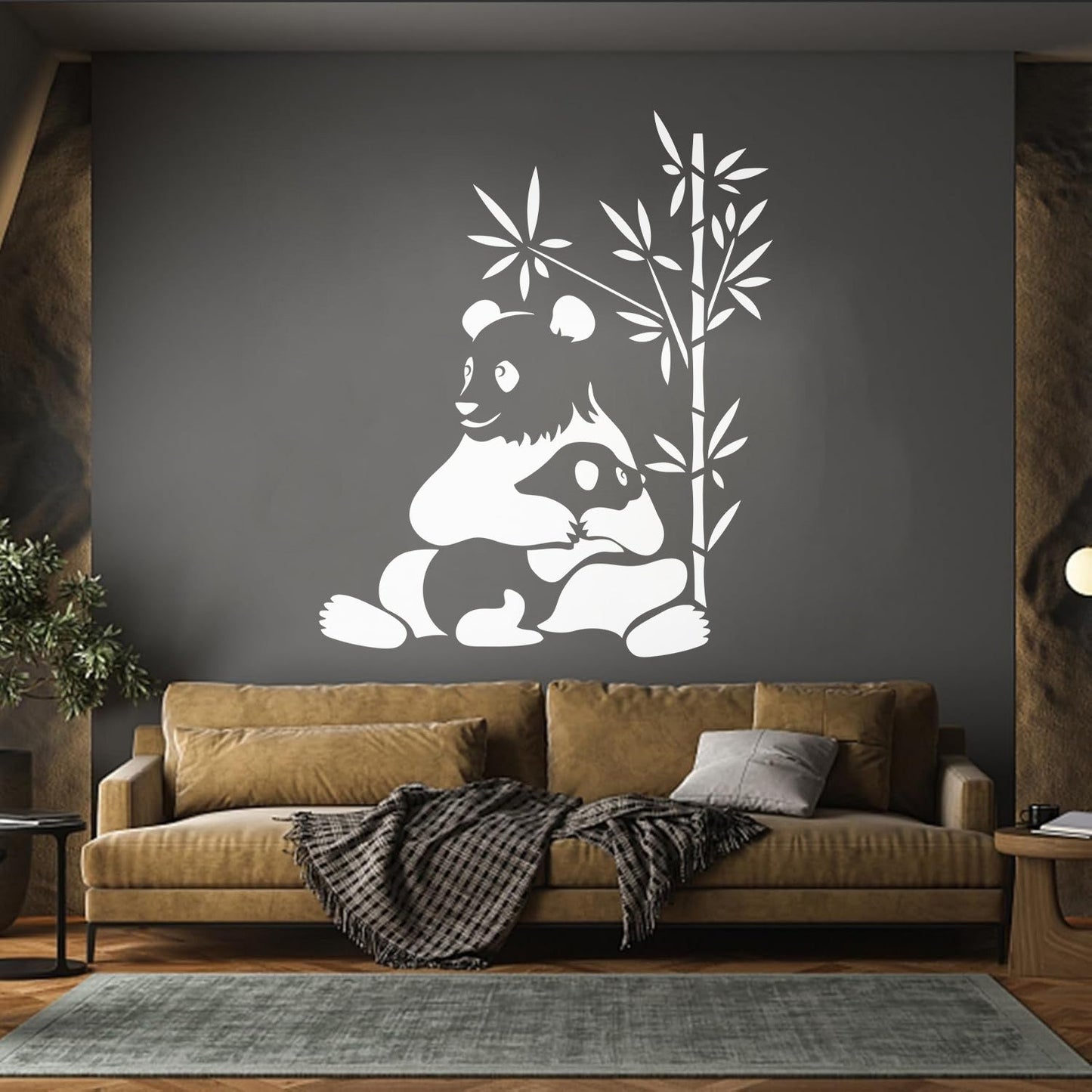 Lettering Stickers Asian Chinese Panda Bears Family Animals Do Not Damage The Wall Surface