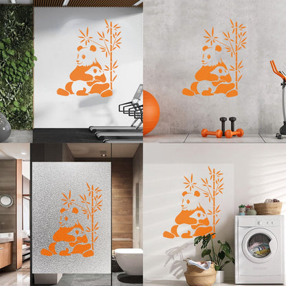 Lettering Stickers Asian Chinese Panda Bears Family Animals Do Not Damage The Wall Surface