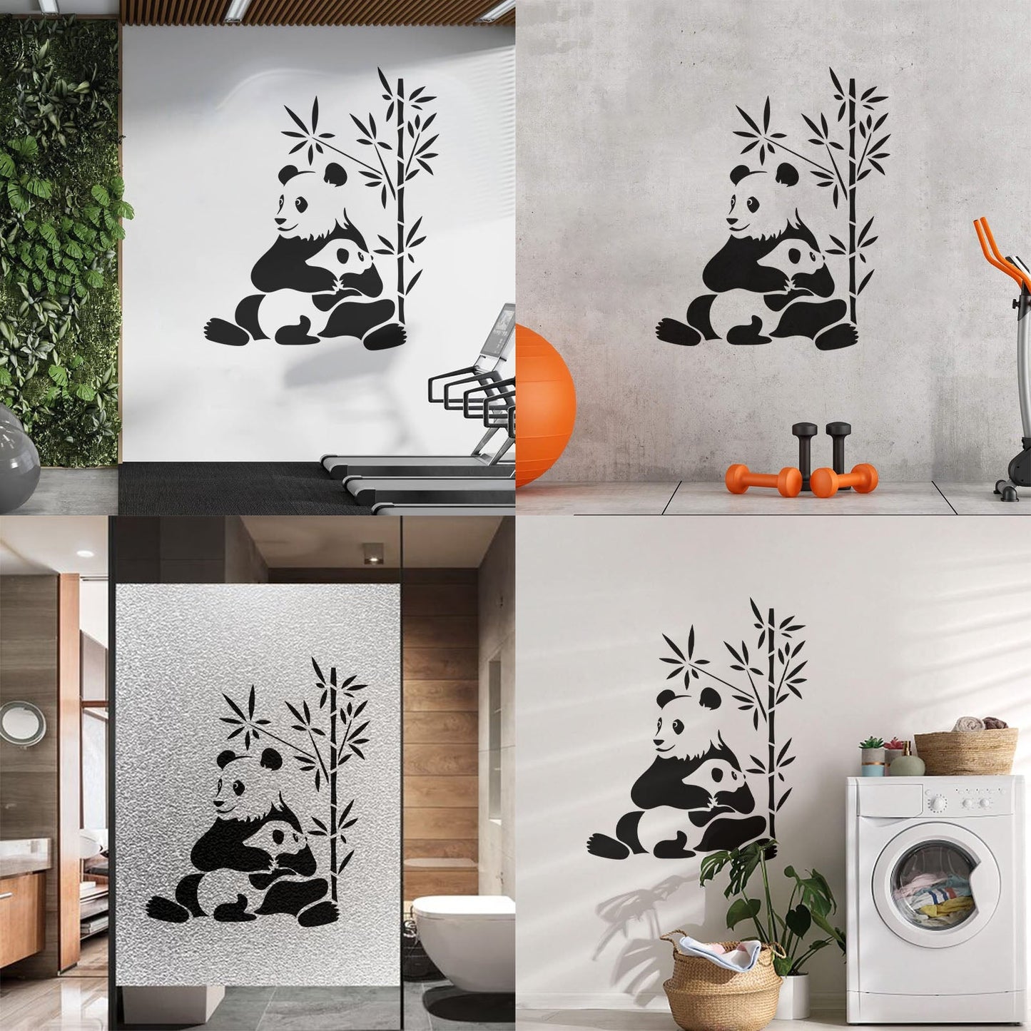 Lettering Stickers Asian Chinese Panda Bears Family Animals Do Not Damage The Wall Surface