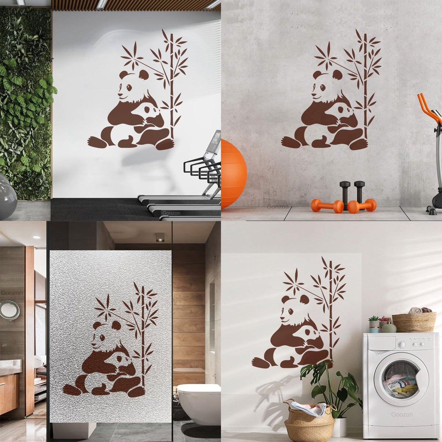 Lettering Stickers Asian Chinese Panda Bears Family Animals Do Not Damage The Wall Surface
