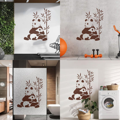 Lettering Stickers Asian Chinese Panda Bears Family Animals Do Not Damage The Wall Surface