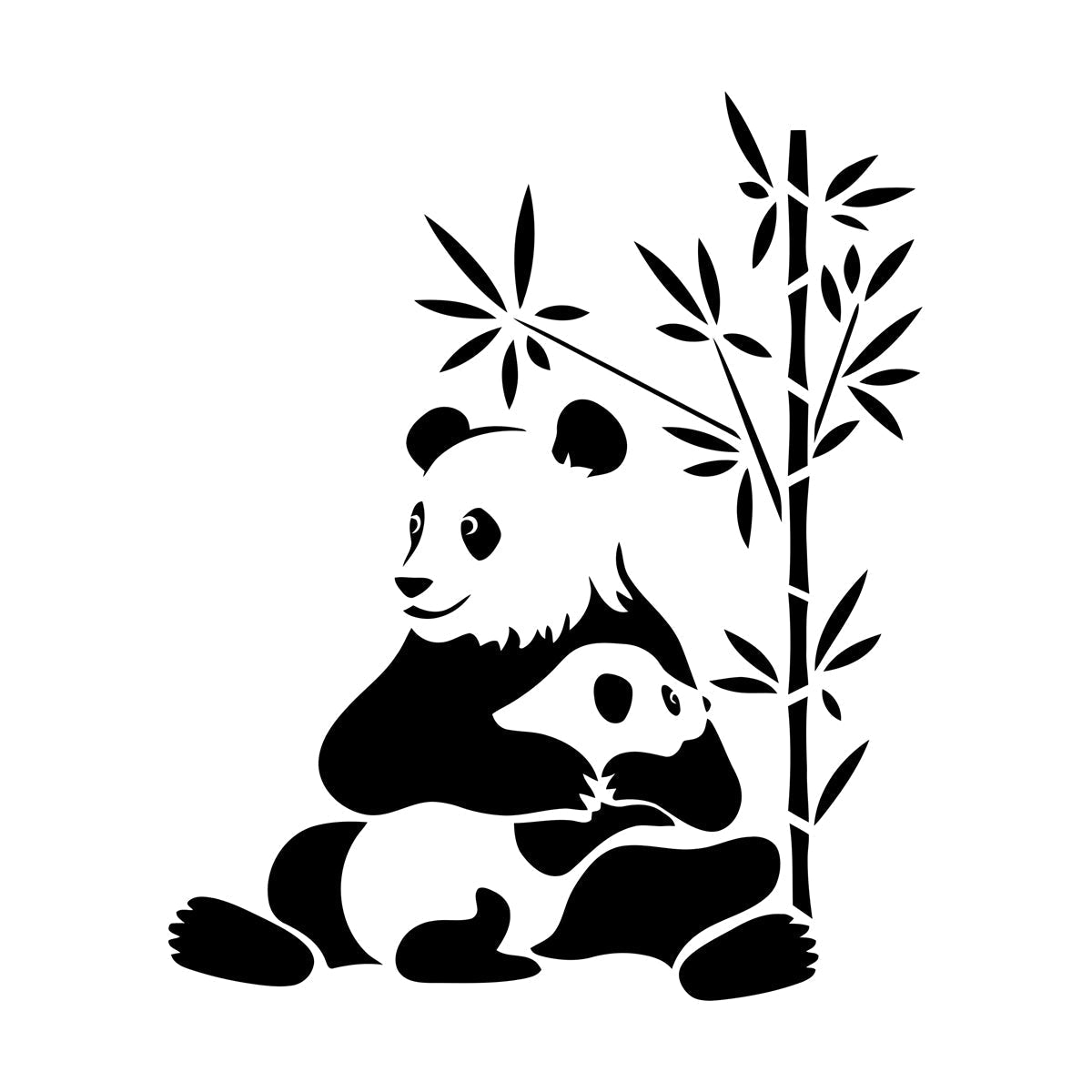 Lettering Stickers Asian Chinese Panda Bears Family Animals Do Not Damage The Wall Surface
